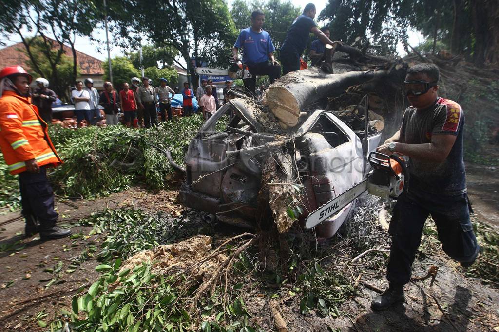 Mobil terbakar tertimpa...
